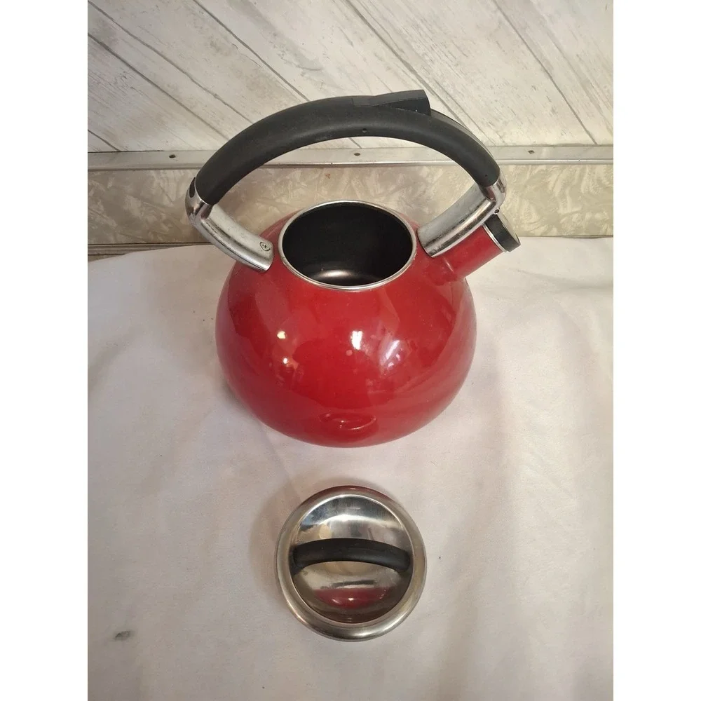 Teakettle Cherry 2.5 Quart Teakettle Red Enamel On Steel